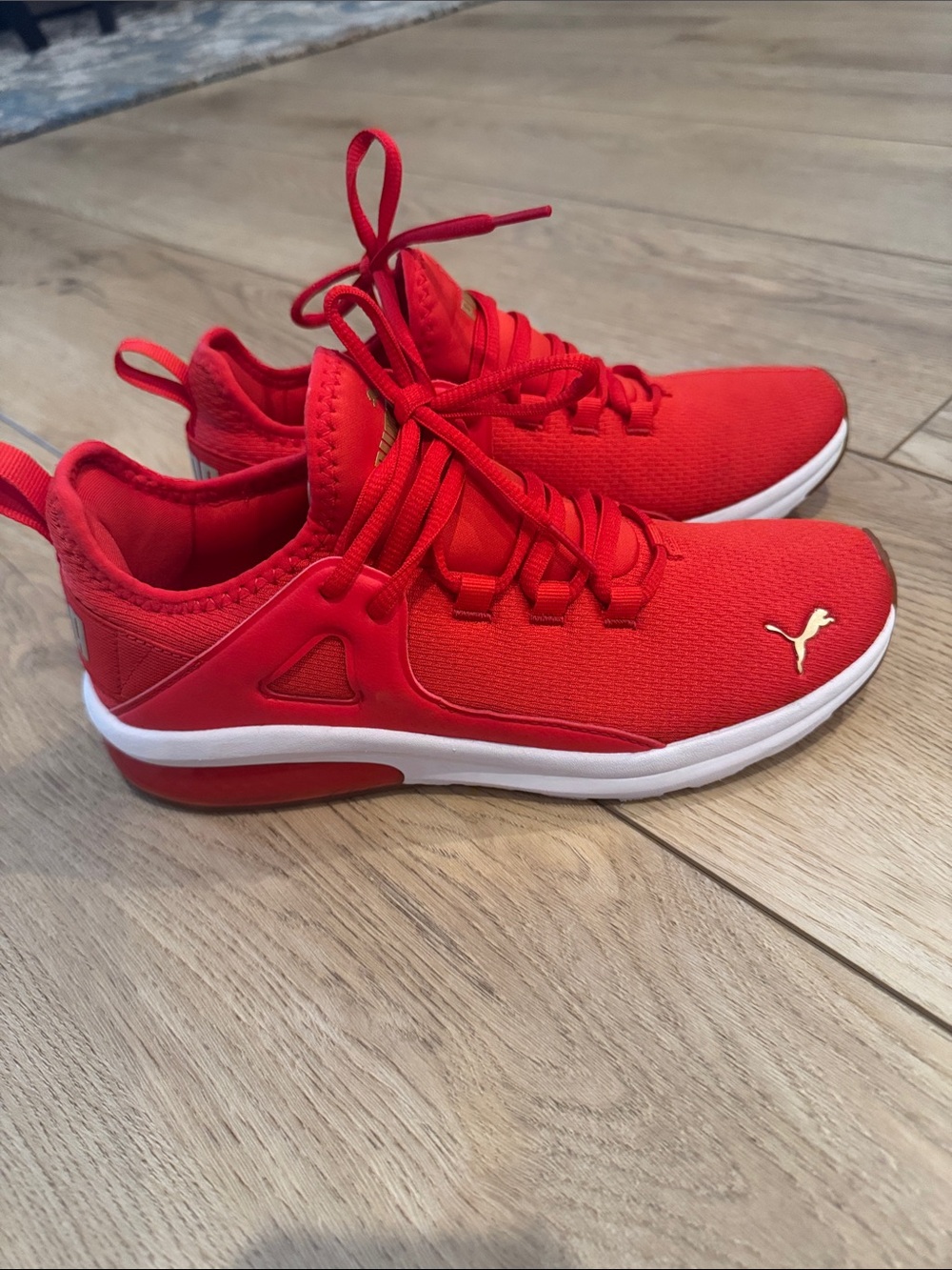 Puma Red Mesh Trainers with White Midsole